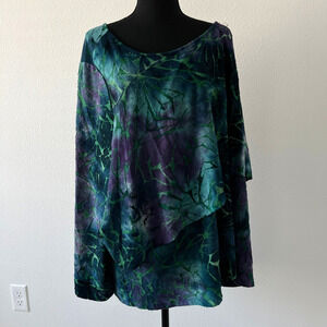 Attitudes by Renee Shirt Womens 3X Global Illusion Overlay Burnout Long Sleeve
